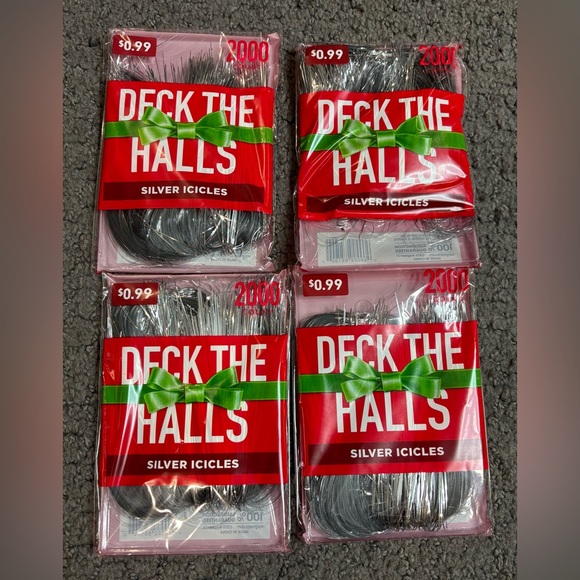 4 Packs Tinsel Icicles New Christmas Tree Holiday Deck the Halls 2000 ct each - Picture 1 of 1